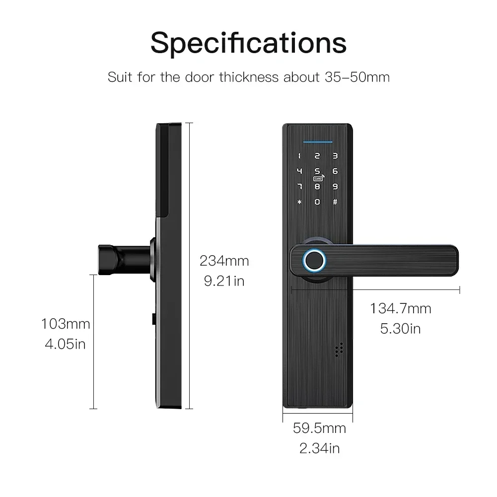 MOES-Tuya WiFi Múltiplo Desbloqueio Fingerprint Lock, Segurança Bloqueio Inteligente, Smart Life App, senha RFID Door Lock