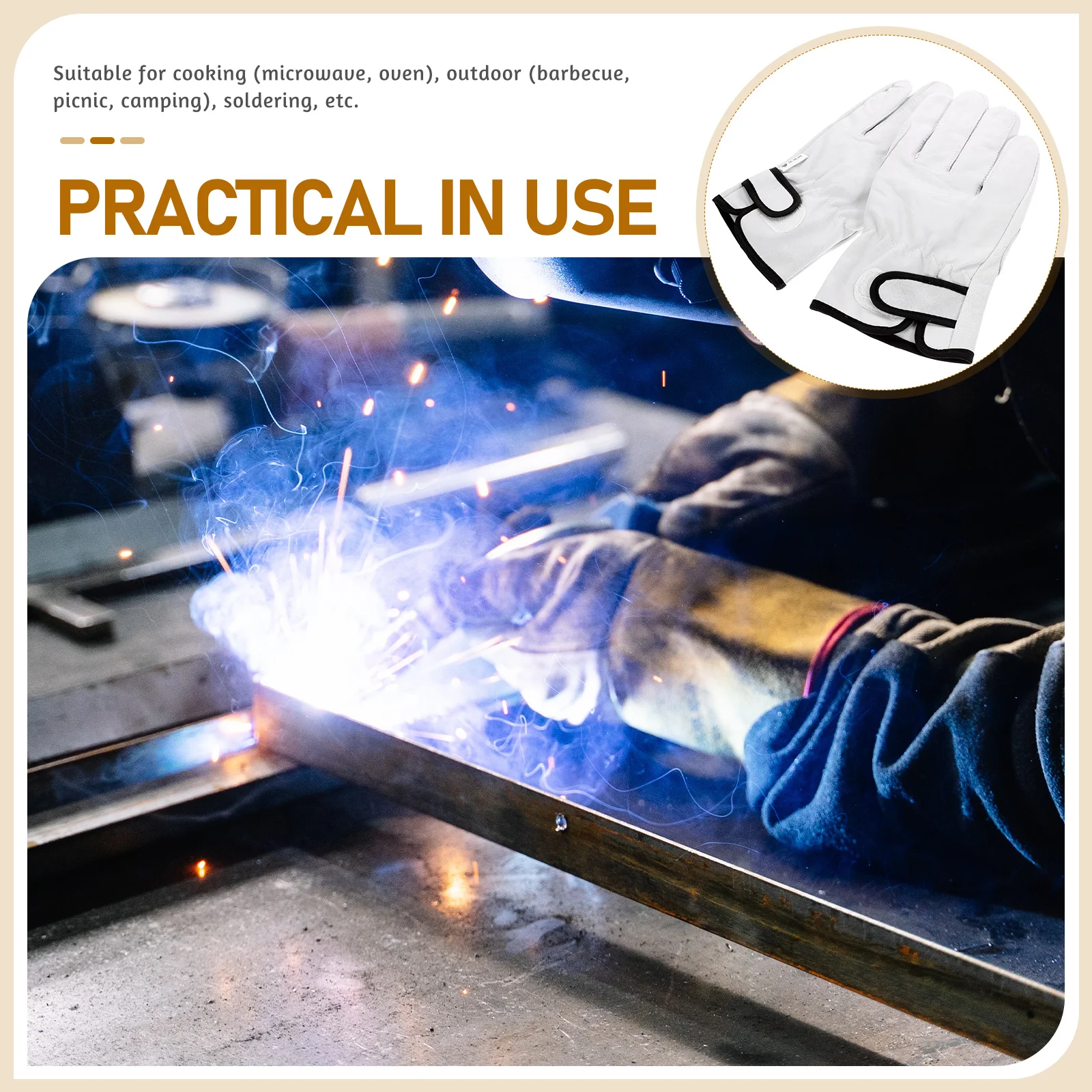 

1 Pair Heat Resistant Welding Gloves Adjustable Hook and Loop Sleeve Insulated Gloves for Stove Oven Welding Cotton