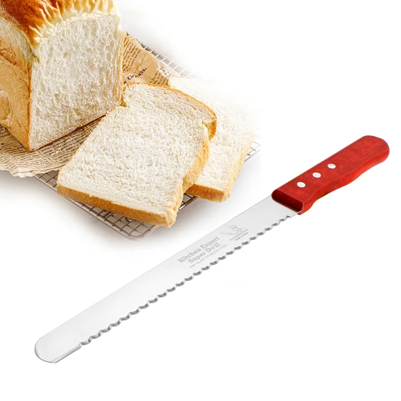 Fine Tooth Serrated Bread Slicer Stainless Steel Loaf Long Baguette Cutter Slicing Cake Cutting Knife 8/10/12/14 Inch Cake Tools