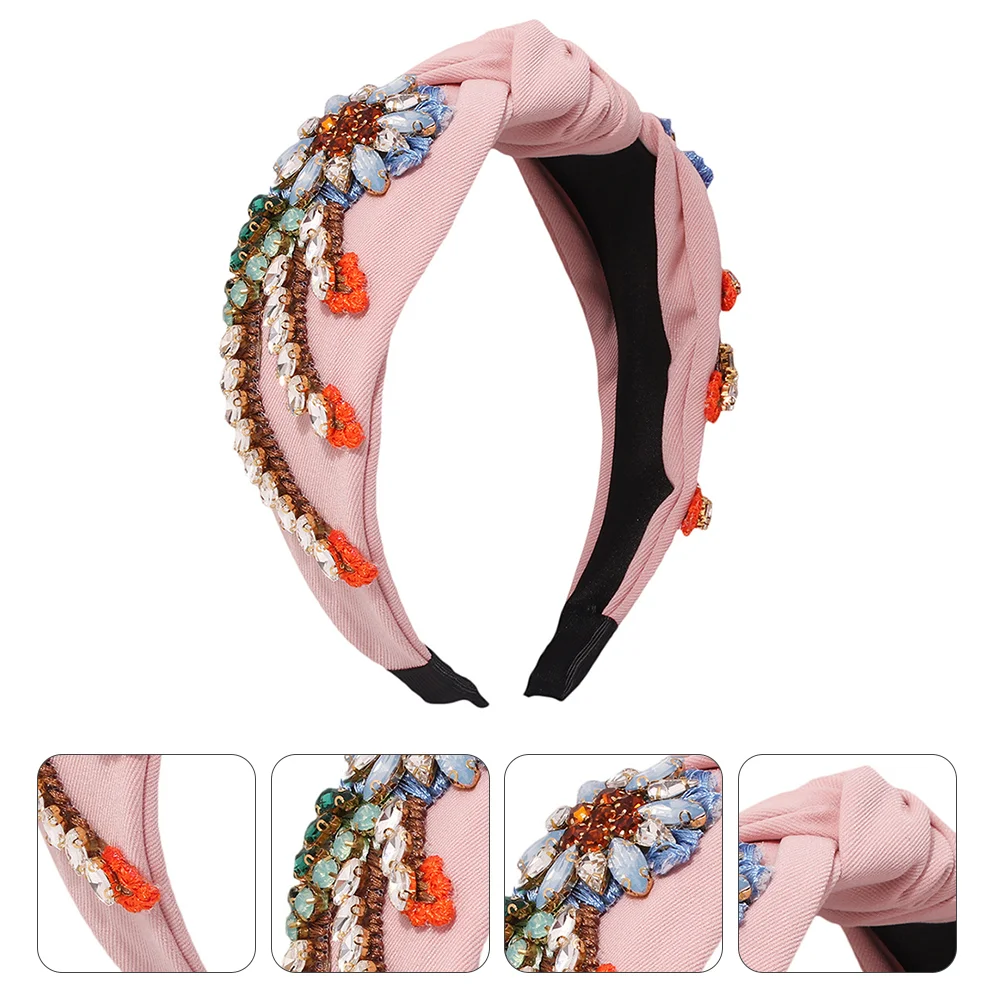 

Vintage Headband Rhinestone Embroidery Hair Accessories for Girls Diamond Accessory Headdress Hairband Retro Style Hoop Bride
