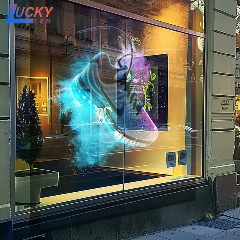 

Best Quality High Brightness Colorful Self-Service Shopping Mall LED Transparent Film for Glass
