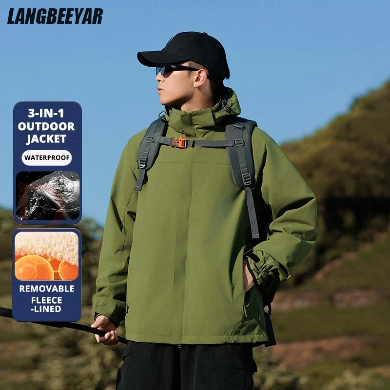 

Высший класс 3-в-1 сменная куртка на толстой флисовой подкладке, новый анорак, мужские тяжелые спортивные уличные пальто, ветровка, повседневная верхняя одежда