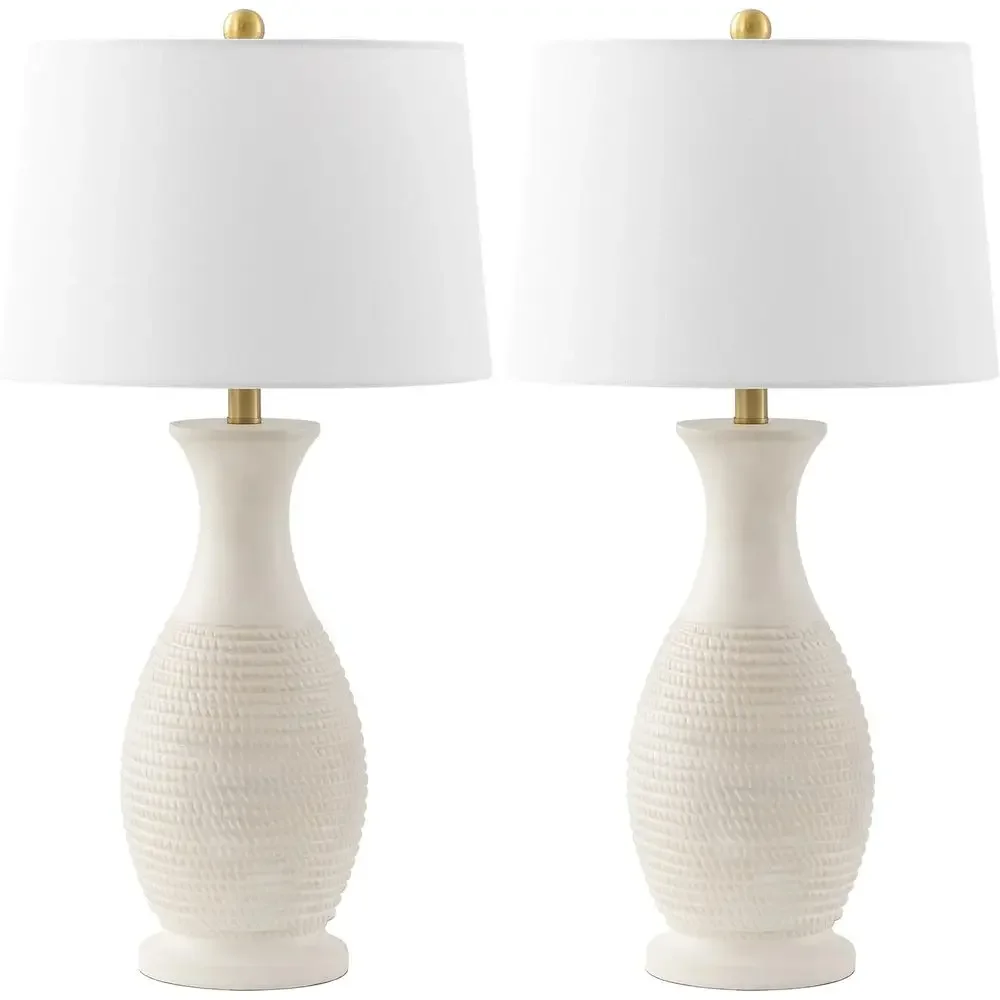 Bentlee Bone & White 30-inch LED Table Lamp Set of 2 with Included Bulbs