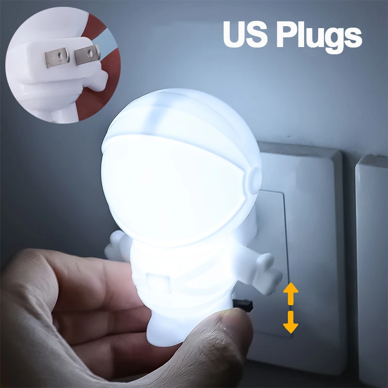 LED Night Light US Plug In Astronaut Shape Night Light 220V Wall Lamp for Home Aisle WC Hallway Stair Kitchen Bedroom Night Lamp