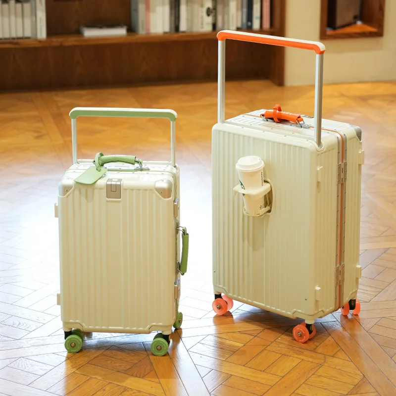 Factory Hot Sales Wide Trolley Suitcase Luggage Aluminum frame Transparent Colorful Skating Wheel and Comfortable Handle