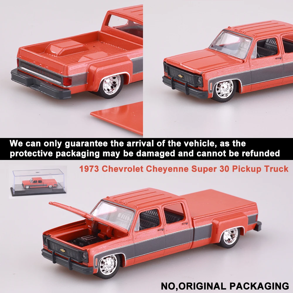 1:64 M2 Machine Alloy Car Model 1/64 1975  Chevrolet GMC Hidden Wheel Pickup Truck Cheyenne Super Flame Tail Boys Birthday Gifts