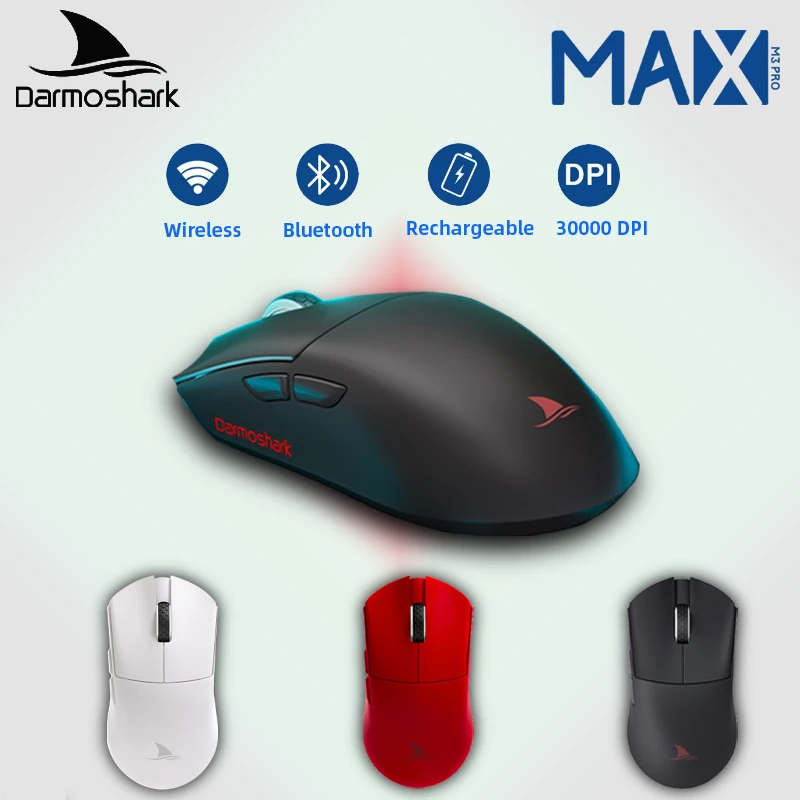 Darmoshark M3PROMAX 4K/8K 2.4G Wireless Bluetooth Gaming Mouse PAW3950 30000 DPI Optical RGB Mice For Computer Laptop PC Gamer