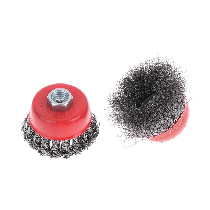75/100mm M14 Steel Wire Cup Brush Powerful Paint Removal Rotary Tool Twisted Steel Wire Wheel Abrasive For Angle Grinder Debu