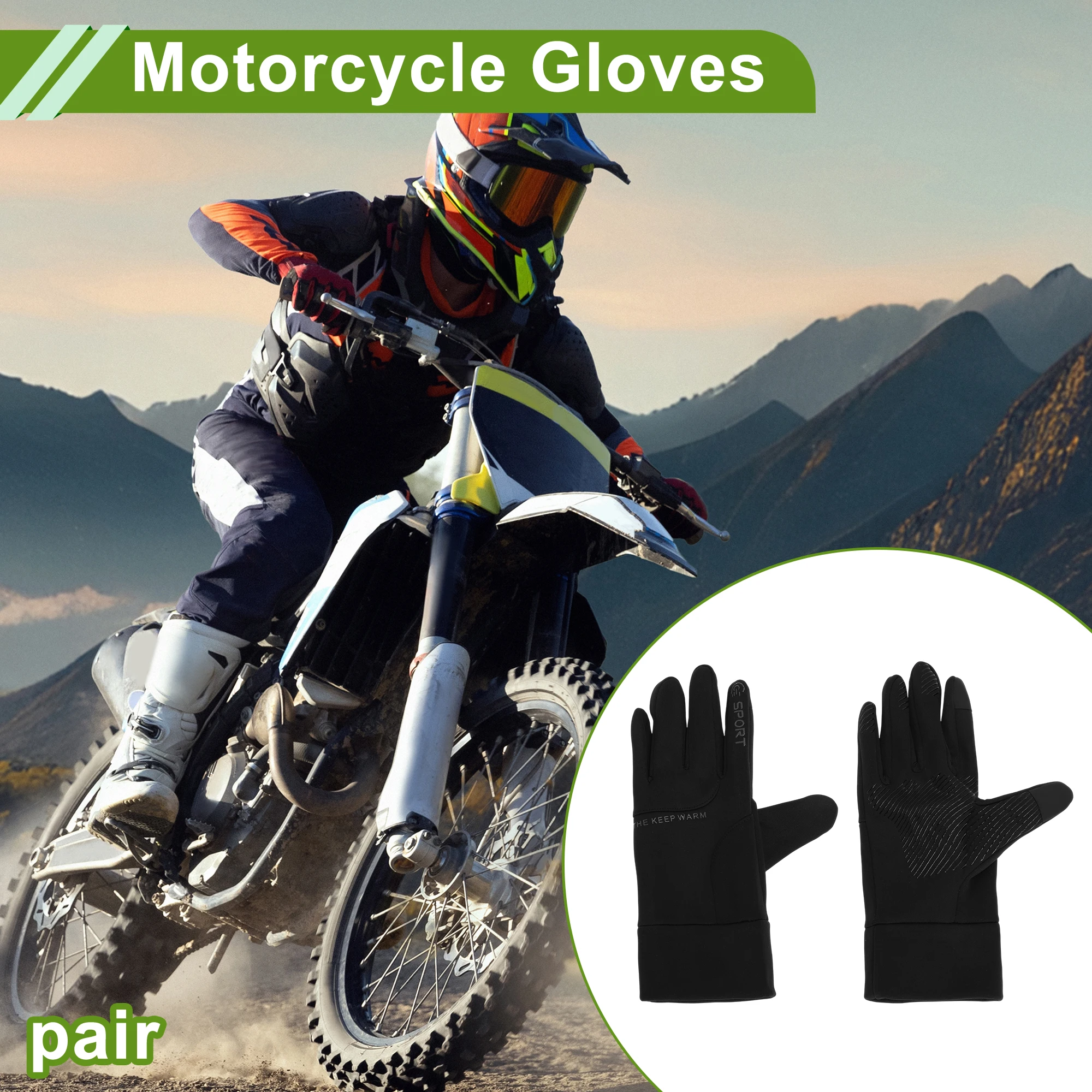 

Мужские велосипедные перчатки X Autohaux с полным пальцем для езды на горном велосипеде, черный спандекс