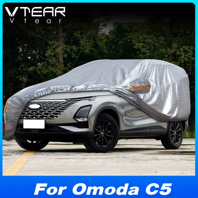 Vtear Car Cover Outdoor Uv Sunscreen Heat Dustproof Exterior Scratch-Resistant Protection Parts Accessories For Omoda C5 2023