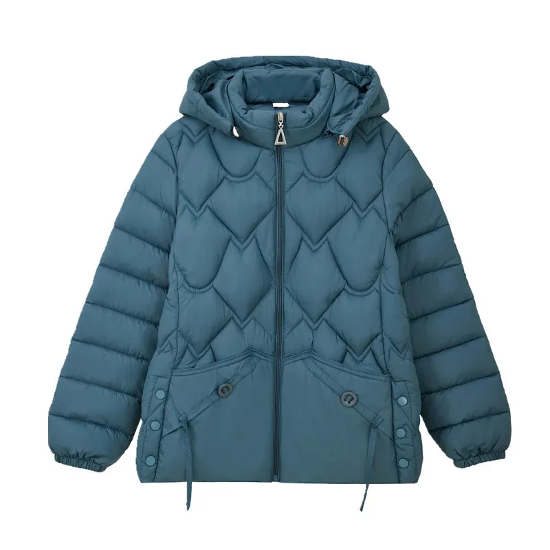 冬用厚手婦人服　新ファッション　ダウンコットンジャケット　長袖スタンドカラーフード付きパーカー　カジュアルルーズスノーウェアコート