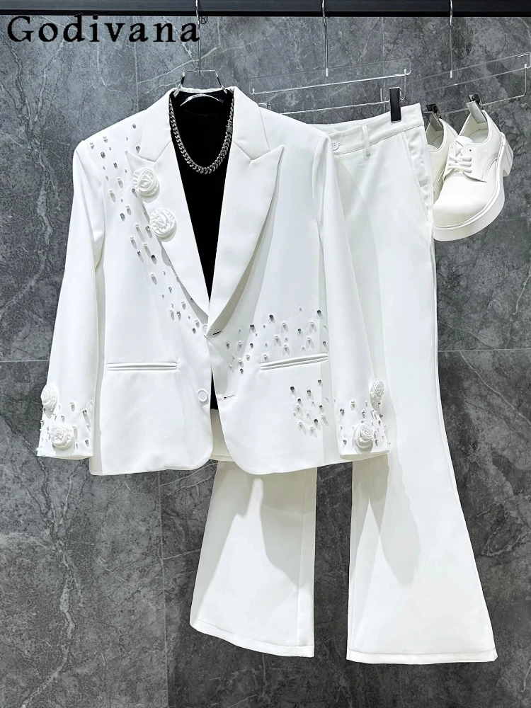 

Spring Fashionthree-dimensional Flower Bead Long Sleeve Suit Personalized Men's Heavy Industry Korean Handsome Loose Coats