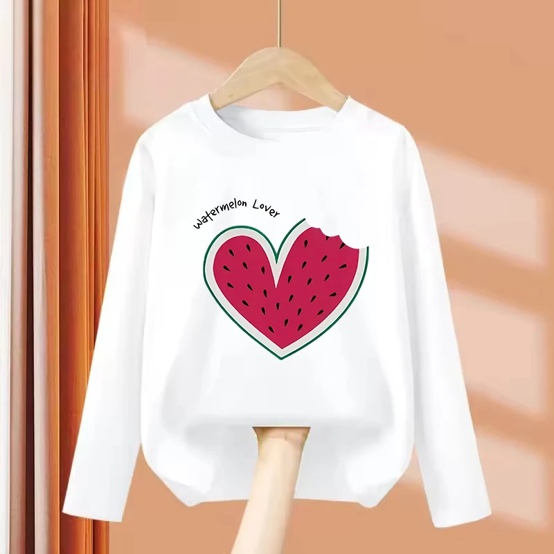 Long Sleeve Sweet Watermelon Lover Printed T Shirts Kids Children's T-shirt Boys Girls Summer Spring Casual Top Tee Shirt