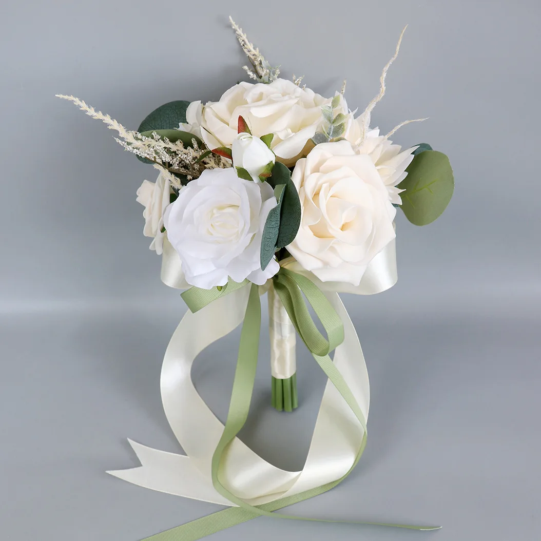 Bridal Bouquets 2025 New Arrival Wedding Flowers Green with Ivory Wedding Accessories