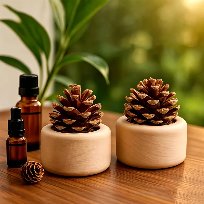 Wooden Nut Diffuser for Essential Oils - Car Air Freshener Aromatherapy Decor, Natural Wood Scent Diffuser Desktop Ornament