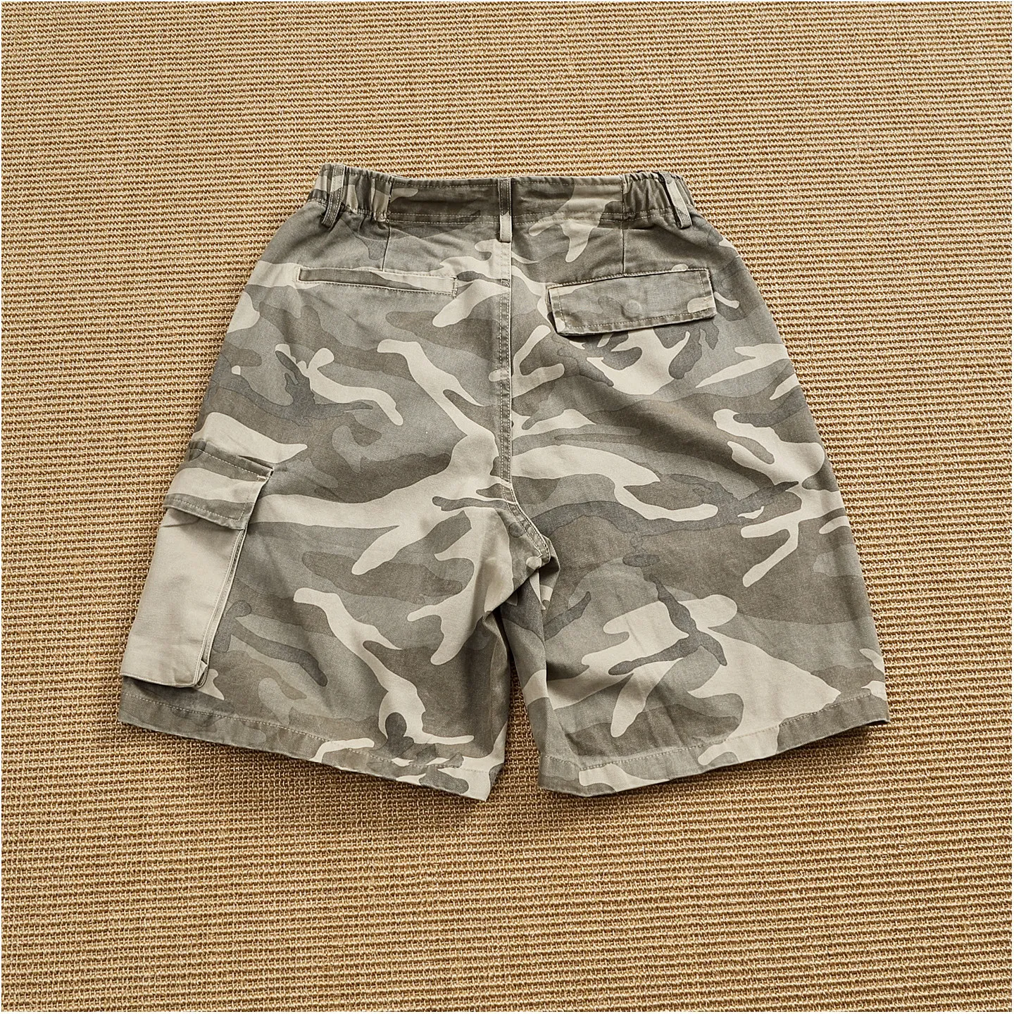 Summer New American Retro Heavyweight Camouflage Cargo Shorts Men's 100% Cotton Washed Loose Multi-pocket Casual 5-point Pants