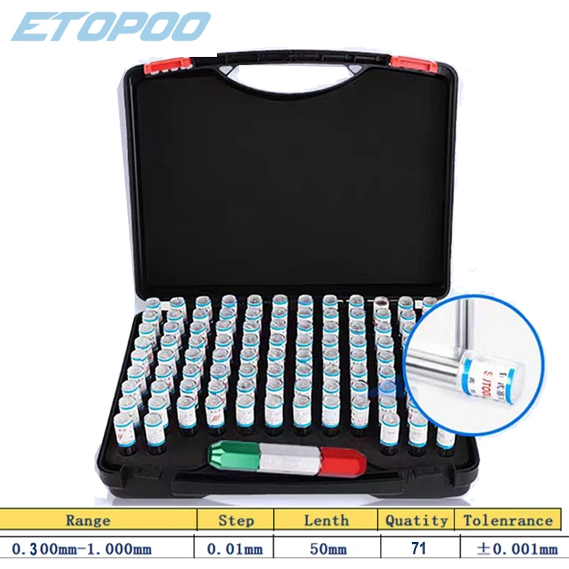 

0.3-1.00mm Precision Steel Pin Gauge 0.3-1 step 0.01mm Smooth Plug Gauge Hole Gauge set pin Measuring Tool,71pcs/lot