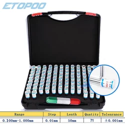 0.3-1.00mm Precision Steel Pin Gauge 0.3-1 step 0.01mm Smooth Plug Gauge Hole Gauge set pin Measuring Tool,71pcs/lot