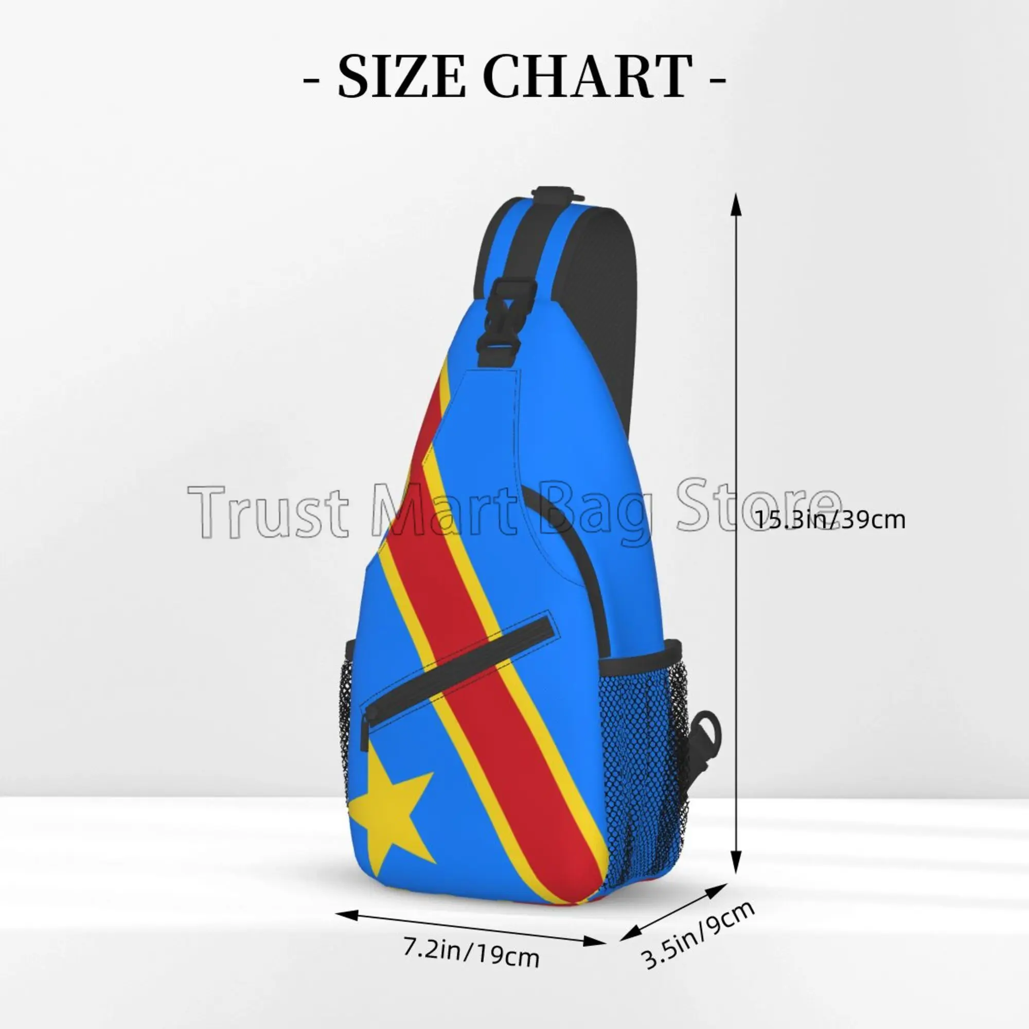 Democratic Republic of Congo Flag Print Chest Bag Casual Sling Bag Crossbody Backpack Lightweight Daypack for Outdoor Sports