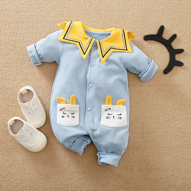 Long Sleeve Cartoon Rabbit Print Clothes 100% Cotton Baby Outfit Boys Girls Infant Clothes Toddler Jumpsuit Costume Romper Soft