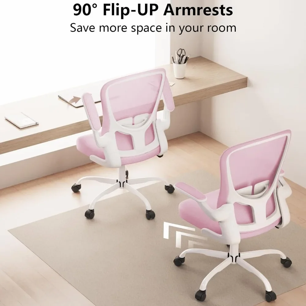 Office Chair, Comfort Swivel Home Office Task Chair, Breathable Mesh Desk Chair, Lumbar Support Computer Chair with Flip-up Arms