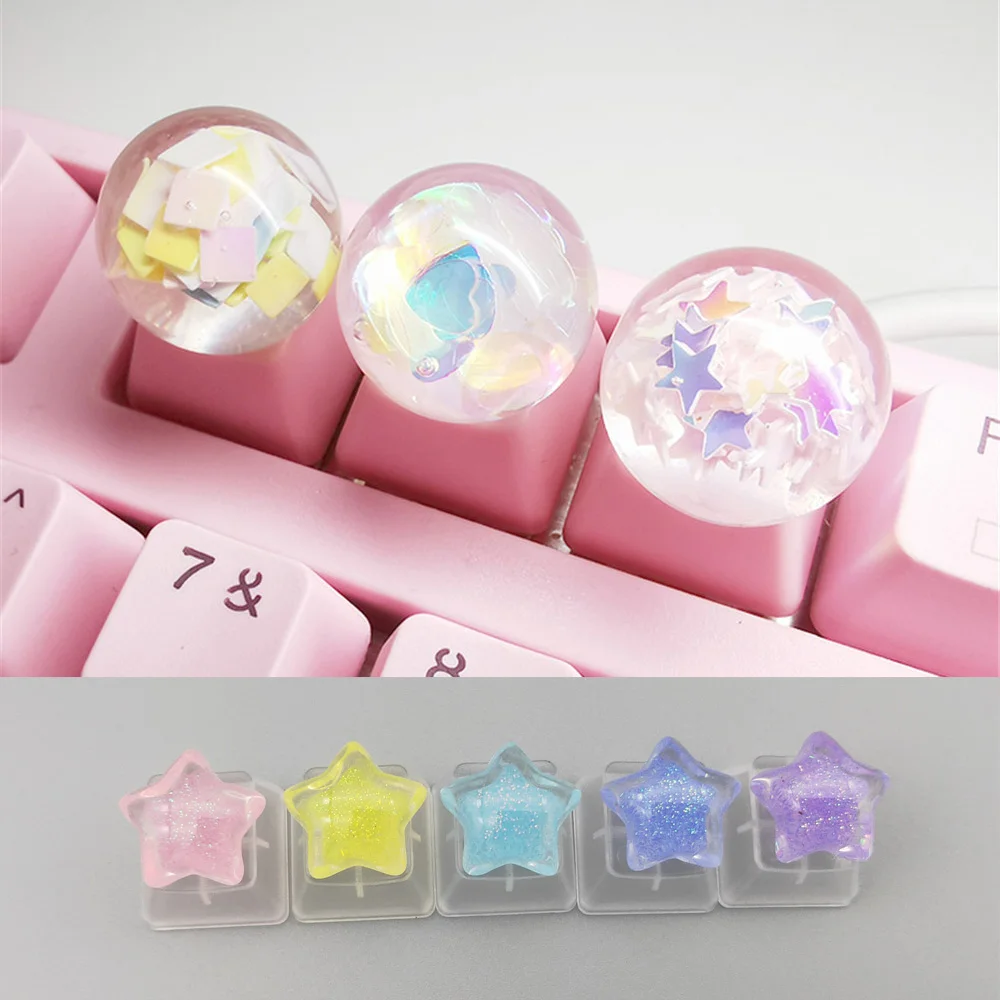 Personalizado bola de cristal keycap para cherry mx interruptor mecânico teclado gaming decoração estéreo backlit personalizado chaveiros presente