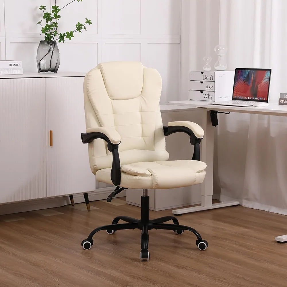 

Office Chair Heavy Duty Executive Reclining Computer Swivel Chair (White)