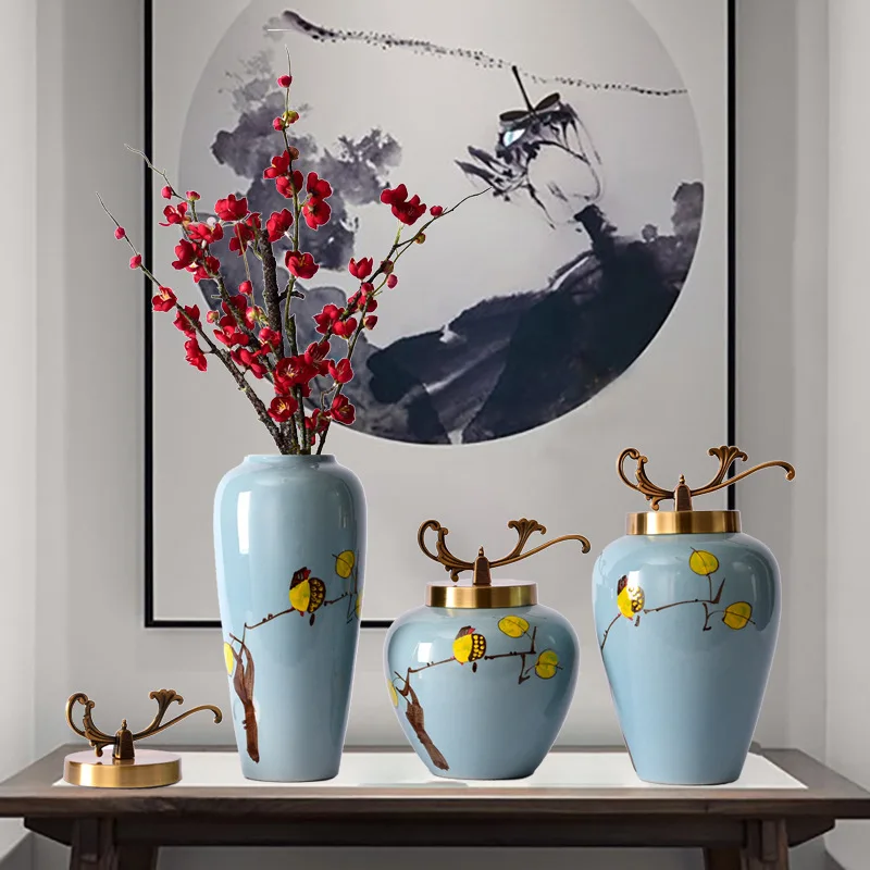 ceramic home jewelry ornament model room living room TV cabinet entrance furniture soft flower arrangement vase