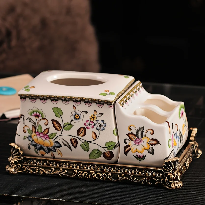 

Держатель для салфеток Вневременная винтажная европейская керамическая коробка для салфеток - многофункциональная декоративная коробка для кухни и столовой