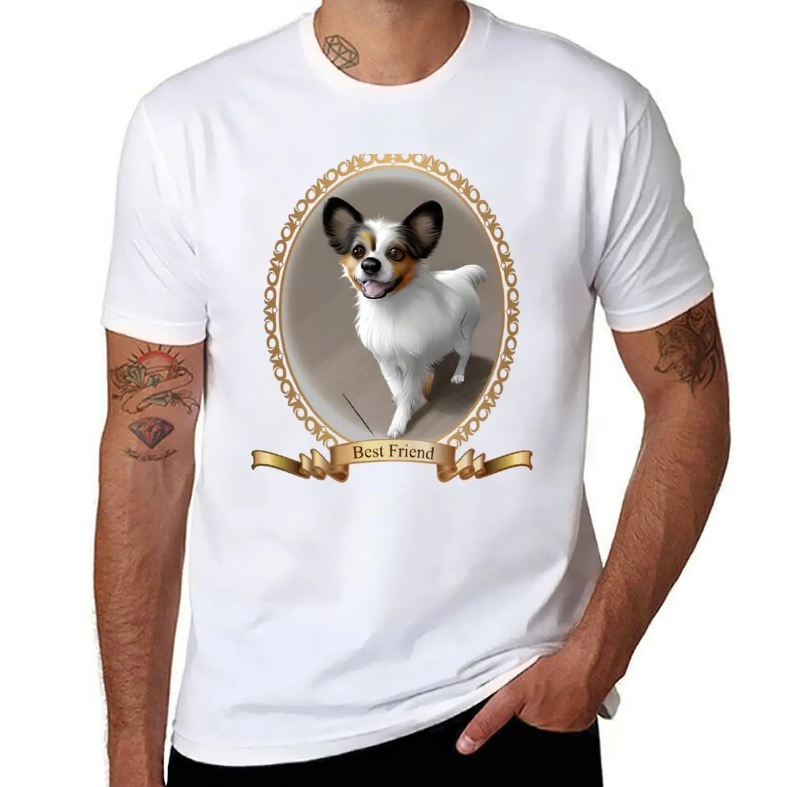 Smiling Papillon Puppy T-Shirt Anime t-shirt graphics T-shirt men