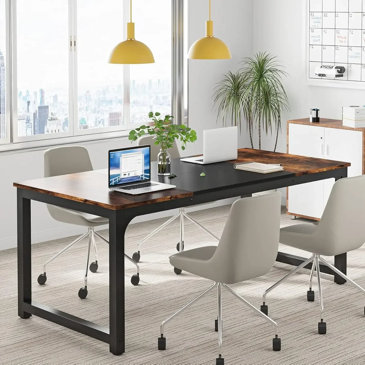 Modern Computer Desk, 63 x 31.5 inch Large Office Desk Computer Table Study Writing Desk Workstation for Home Office