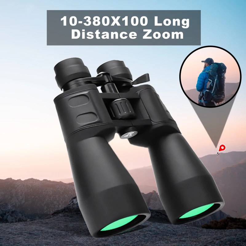 10-380x100 Powerful Binoculars Long Range Telescope Zoom HD BAK4 High Magnification Professional Monocular for Hunting Tourism