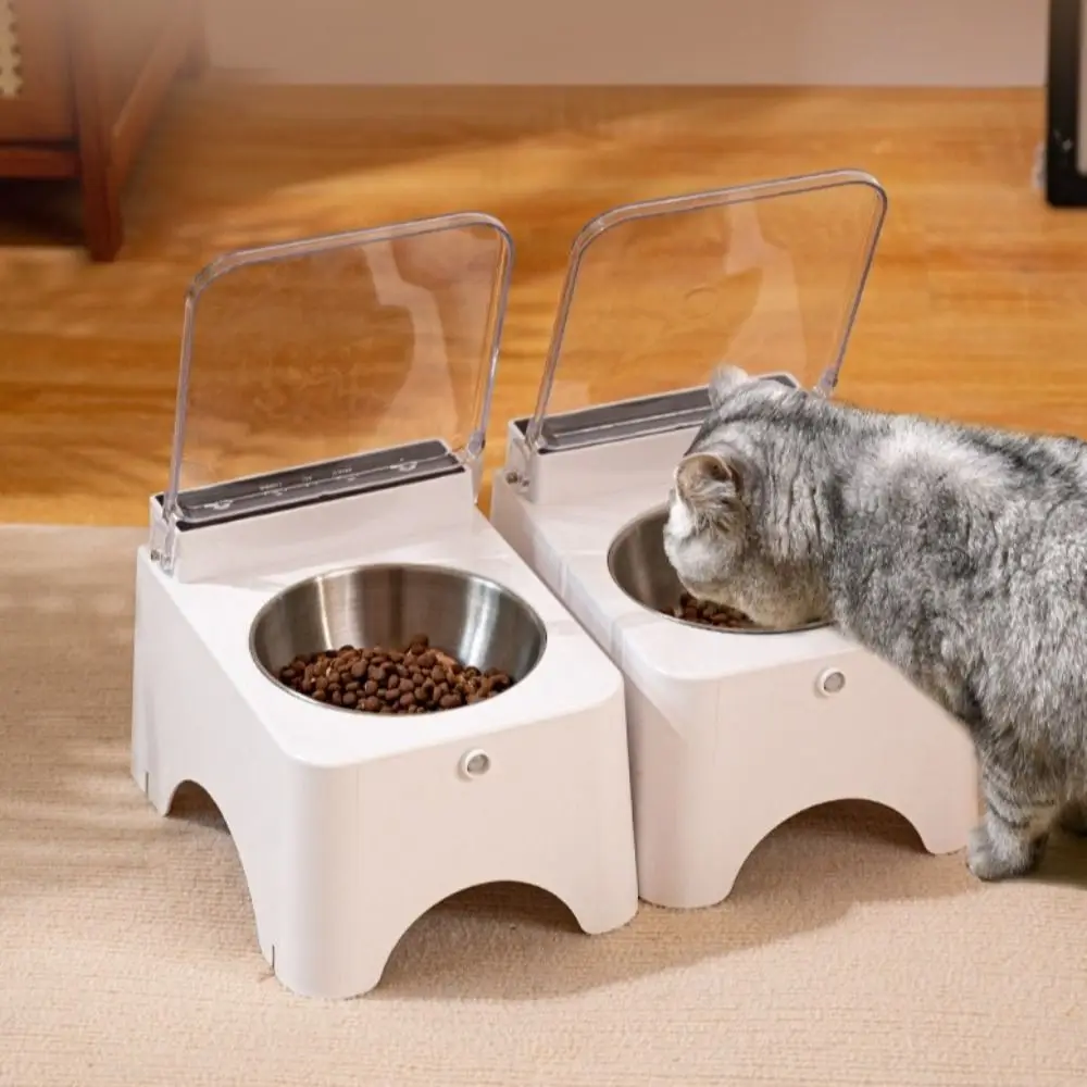 

Dust-proof Smart Cat Bowl Protect Neck Flip Automatic Cat Food Dispenser Detachable Auto Open Cover Infrared Sensor Pet Feeder