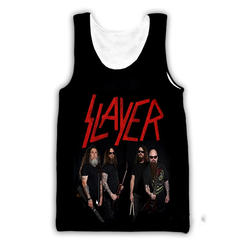 Slayer Rock Band 3D Print Tank Tops Men's Women Streetwear Hip Hop Oversized Fitness Gym Vest Sport Sleeveless Tops Men Clothing