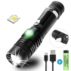 2000LM Super Bright Flashlight T6 LED USB Rechargeable Torch 4 Lighting Modes Zoomable Tactical Flashlight For Outdoor Camping