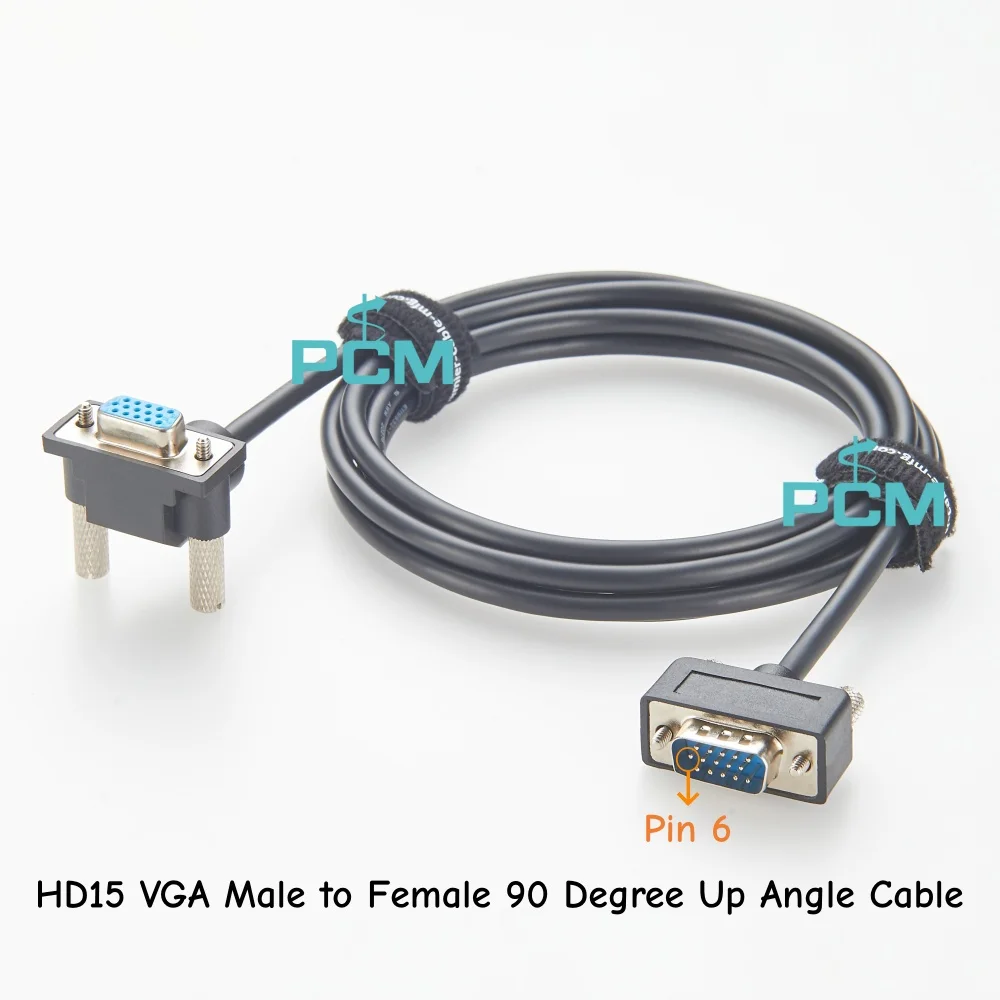 HD15 VGA Male to Female 90 Degree Up Angle Cable SVGA 15 Pin Extension Video Cable for PC Computer Monitor Projector TV Display