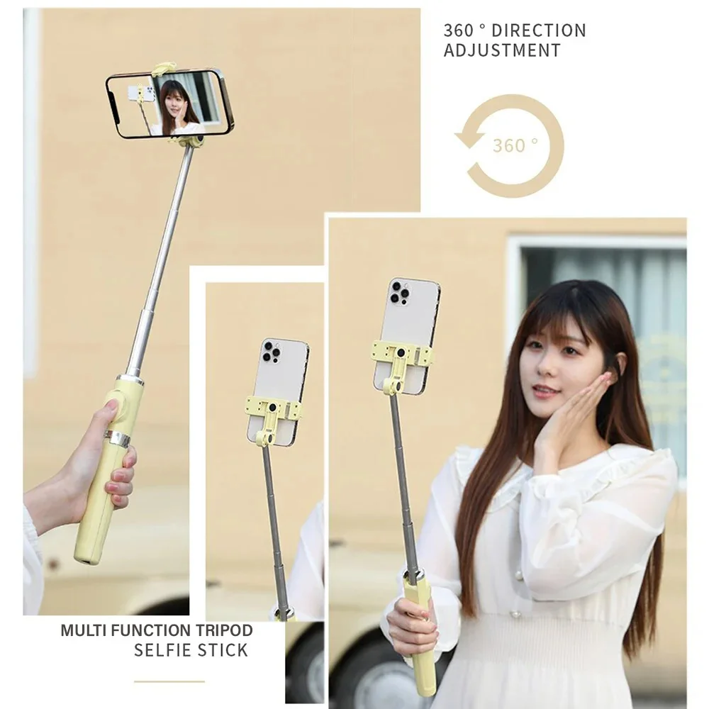 M01S Selfie Stick with Tripod Remote Control Wireless Bluetooth-Compatible Retractable Double Fill Light for IOS Android IRO