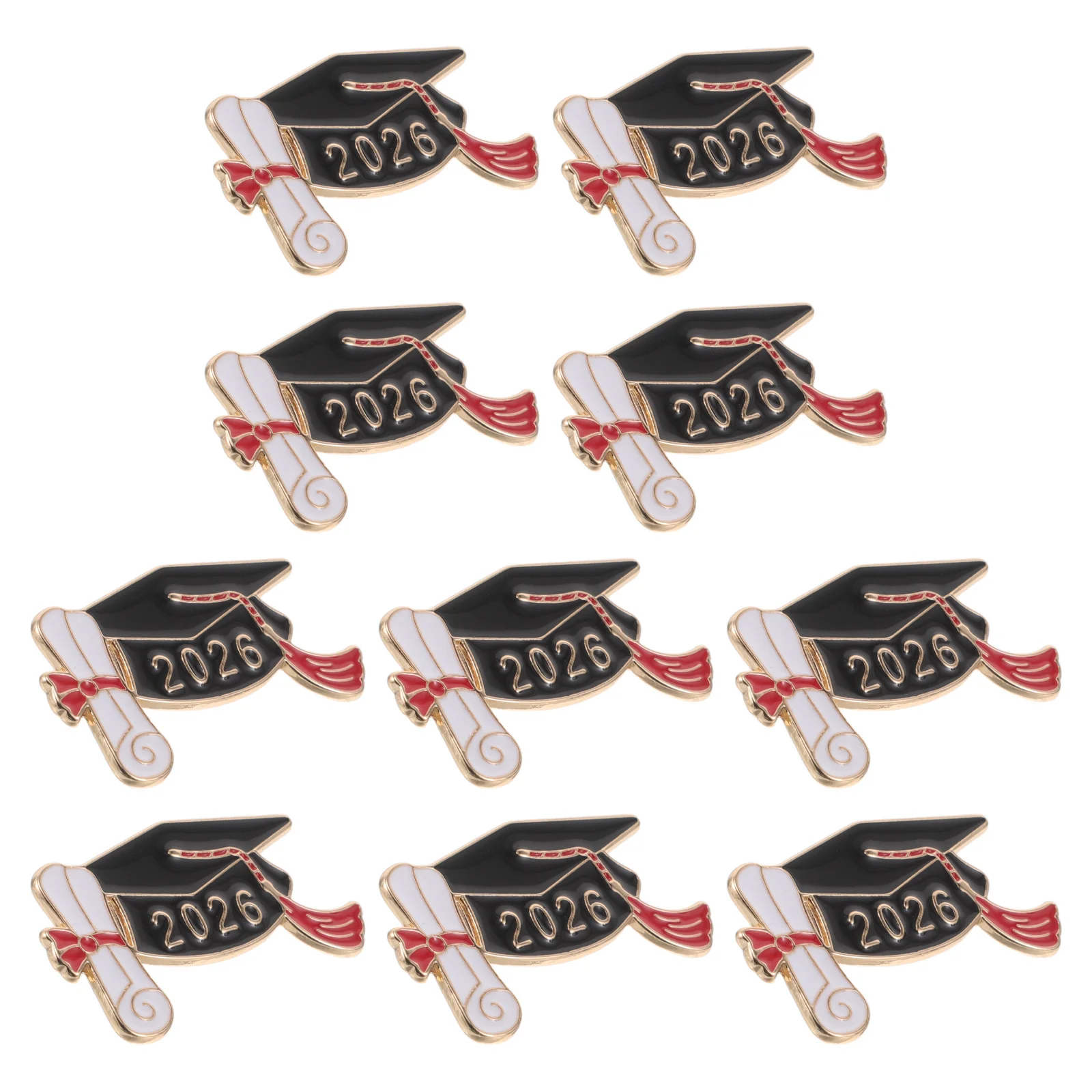 10 szt. Broszki na Sezon Absolwentów Klasa 2026 Kapelusz Absolwenta Biżuteria Metalowa Przypinka do Plecaka Garnituru Klapy Uroczystości Absolwentowskiej