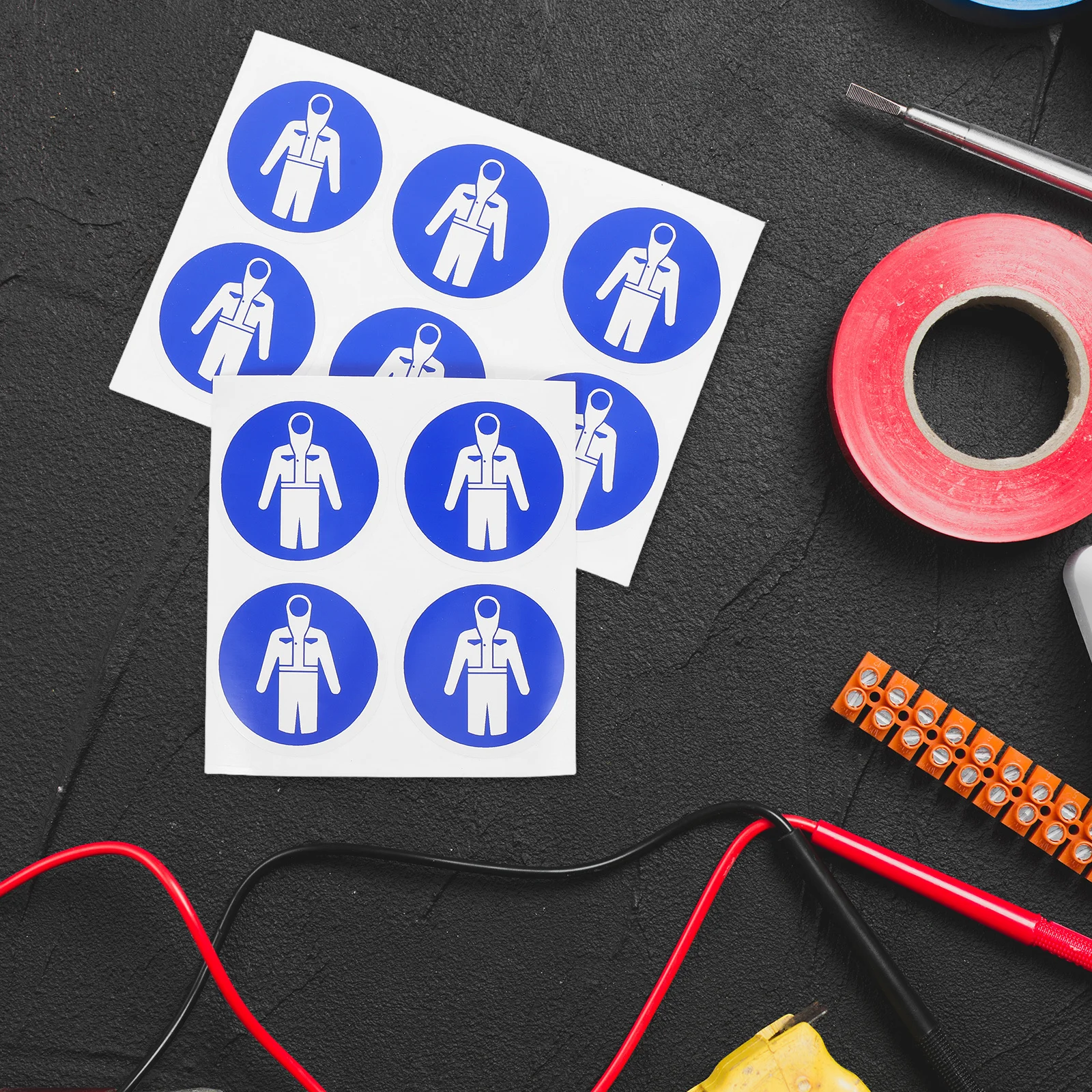

10Pcs Protective Suit Warning Stickers Industrial Safety Labels Adhesive Caution Warning Sign for Equipment Safety Sticker