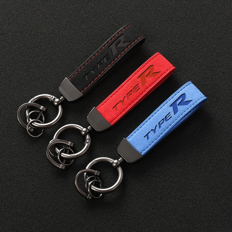 Fashion Suede Keychain 4s Shop Exquisite Gift Keyring With Horseshoe Buckle For Honda TYPE R Civic xrv crv City Accord Fit Jazz