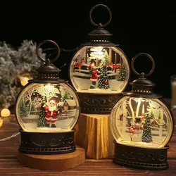 New LED Lighted Christmas Snow Globe Lantern Battery Operated LED Night Light With Hook Christmas Tree Ornaments Christmas Gift