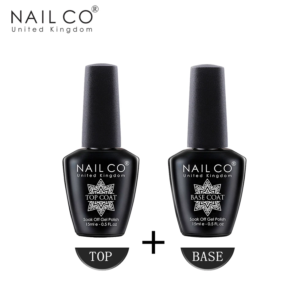 NailCO 4 pezzi Set smalto gel per unghie HEMA TPO FREE Nail Art Soak Off Vernice UV No Wipe Top Coat e Base Coat Colla Gel Set Manicura