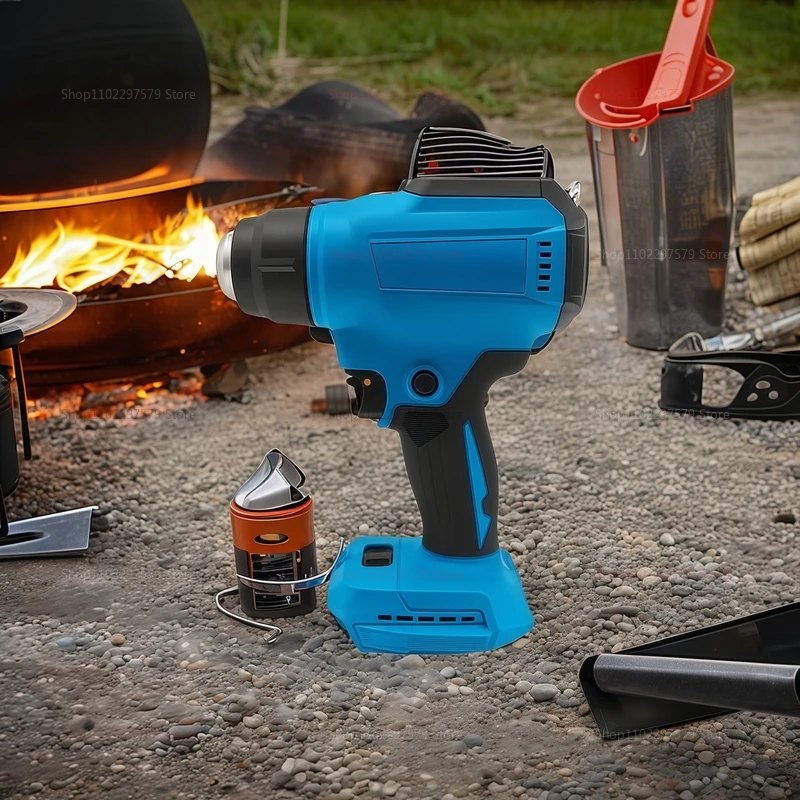 18V Cordless Heat Gun Shrink Wrap Tool Hot Air Gun with LED Display Soldering Thermal Blower for Wrapping Camping DIY Projects