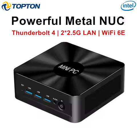 Topton Metal Nuc Gaming Mini PC Intel i7 1365U ES 10 Cores Thunderbolt 4 2*DDR5 2*2.5G LAN Firewall Computer Windows 11 WiFi6E