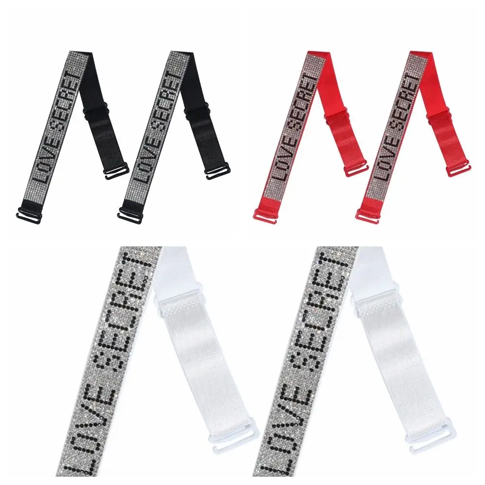 Strap Letra Strass Bra, Double-Ombro Sutiã Acessórios, Roupa Interior Anti-Slip Buckle Belt