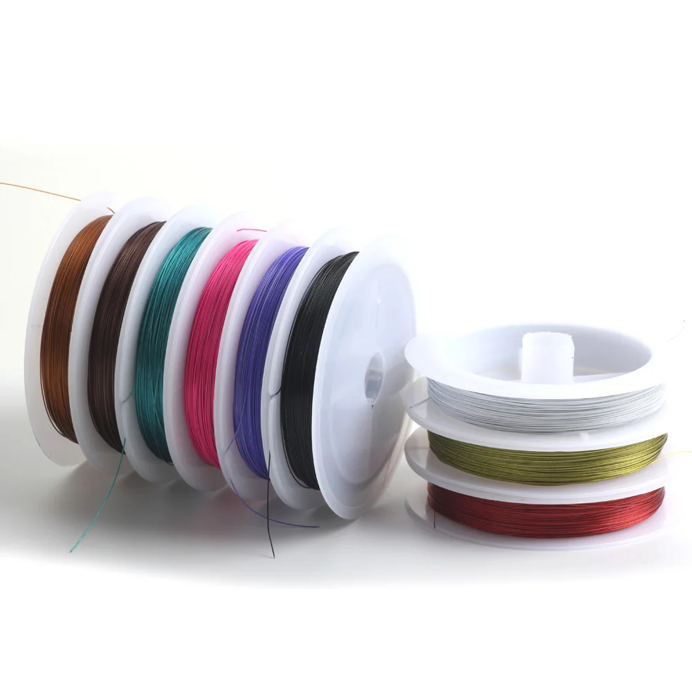 OlingArt 60m*0.38mm 1/Roll Enameled Tiger Tail Wire Ropes Accessories Line Multiple Colour DIY Bracelet Necklace Jewelry Making