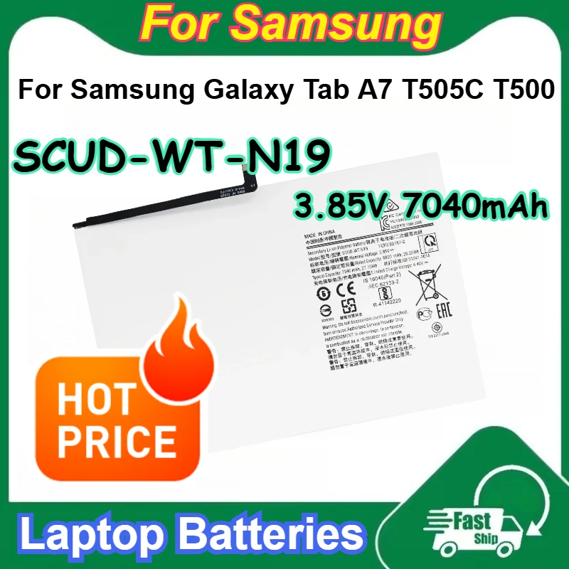 

SCUD-WT-N19 3.85V Rechargeable Battery 7040mAh Capacity for Samsung Galaxy Tab A7 T505C T500 Laptop Batteries