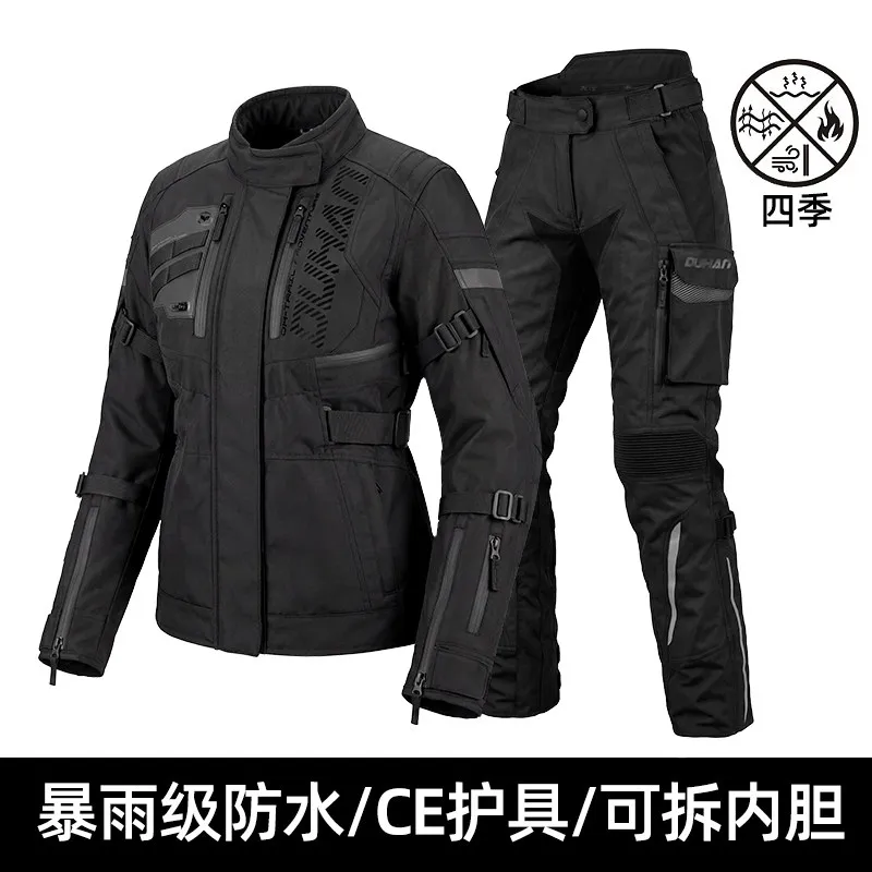 

DuHan Motorcycle Rally Suit Set 4 Seasons Waterproof Anti-fall Motorcycle Jacket Warm Windproof Riding Gear for MotorbikeTouring