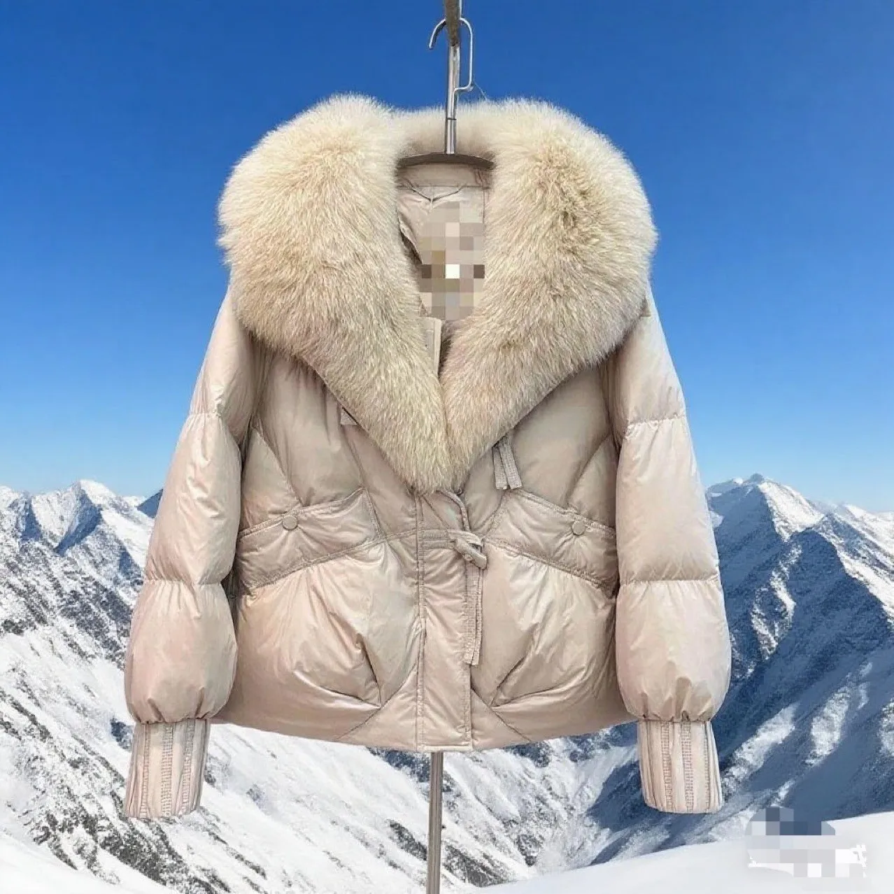 Winter Women's Cotton-Padded Jacket Large Fur Collar Thickened Short Warm Coat down Filled Anti-Fur for Short People - Image 6