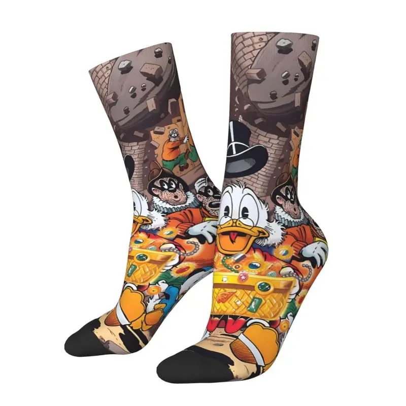 Cartoon Scrooge McDuck Dress Socks Men Women Warm Funny Novelty Anime Donald Duck Crew Socks